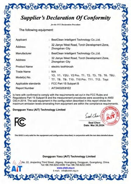 FCC Supplier’s Declaration of Conformity